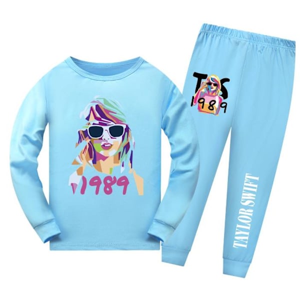 Taylor Swift Pyjamas med långa ärmar, pyjamas set för barn, Pjs sovkläder, nattkläder, Swiftie-fans present Light Blue 160cm