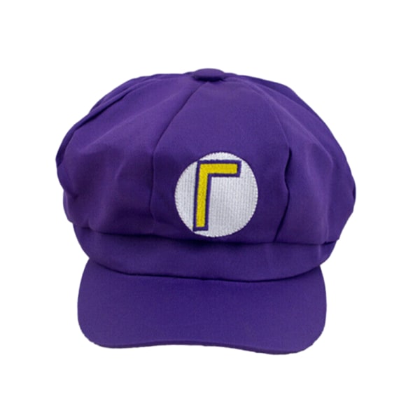 Anime Super Hat Cap Luigi Bros Bokstavstryckt Cosplay Cartoon Basebollkeps Kostym för Vuxna Hattar 3D Hatt Purple