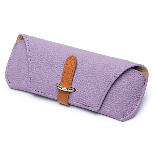 Læder Brilleetui Bærbart Retro Brilleetui Holdbart Blødt Solbrilleetui til Kvinder Mænd Light purple