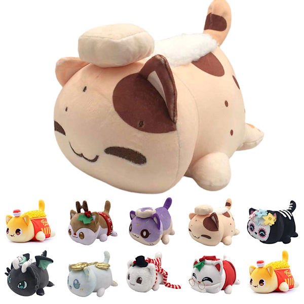 Meemeows Food Aphmau Kattdocka Plushie Leksak Söt Donut Fylld Bread Cat