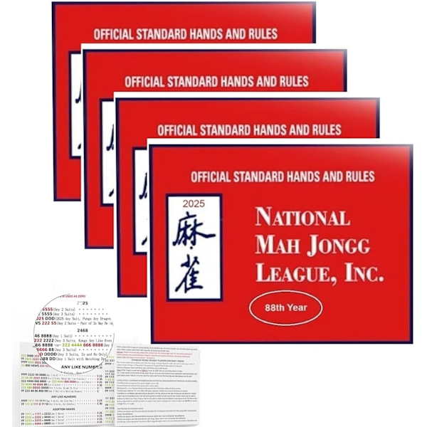 2025 Versio Mahjong Alliance Sääntökortti Mahjong Kortit Viralliset Standardisäännöt 4PCS