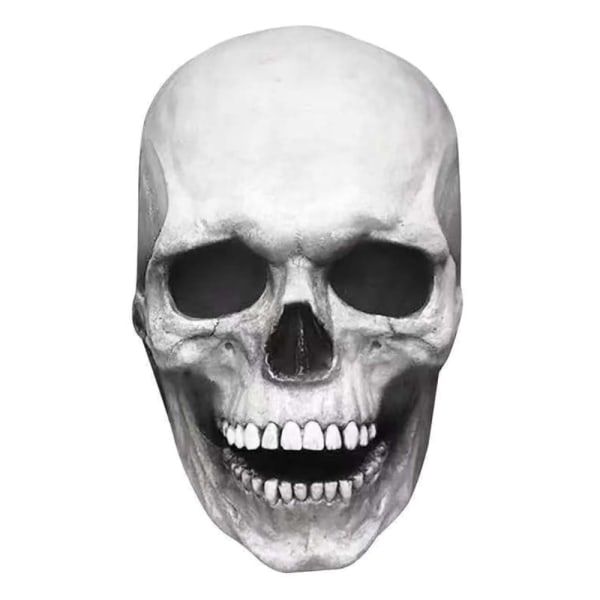 Halloween Cosplay Moving Jaw Helhuvud Skalle Mask Skrämmande skelett light color