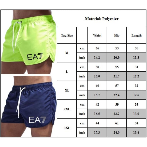 EA7 badbyxor för män, badshorts, strandshorts, löparshorts, sportshorts, surfshorts Grey 3XL