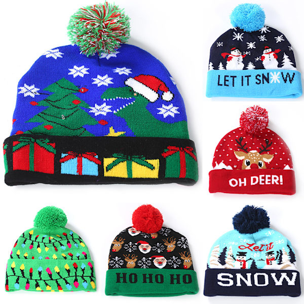 LED-upplyst mössa i stickad beanie med färgglada LED-lampor för jul 5