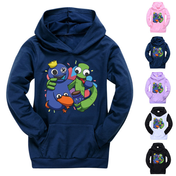 Pojkar Flickor Rainbow Friends Pocket Hoodie Toppar Kappa Xmas Gift Navy blue 150cm