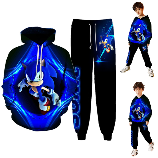 Sonic the Hedgehog Kids Hoodie Träningsoverall Set Julklapp 140cm