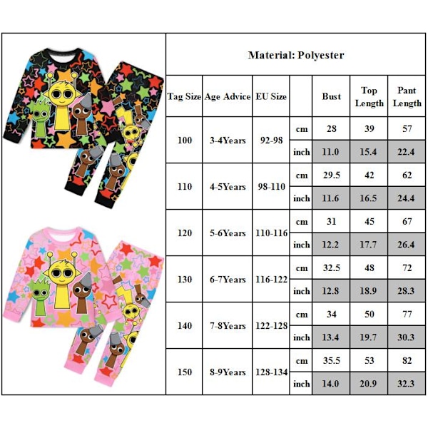 Rhythm Box Flickpyjamas Barn Flickor Pojkar 2-dels Set Långärmad Tryckta Toppar + Byxor Tryckta Kläder Pyjamas & Vardagskläder Barnpresent Purple 110cm