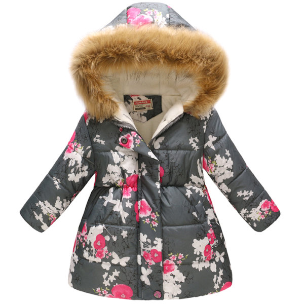 Baby Mode Päls Hoodie Jacka Barn Söt Navy Blue&White 130