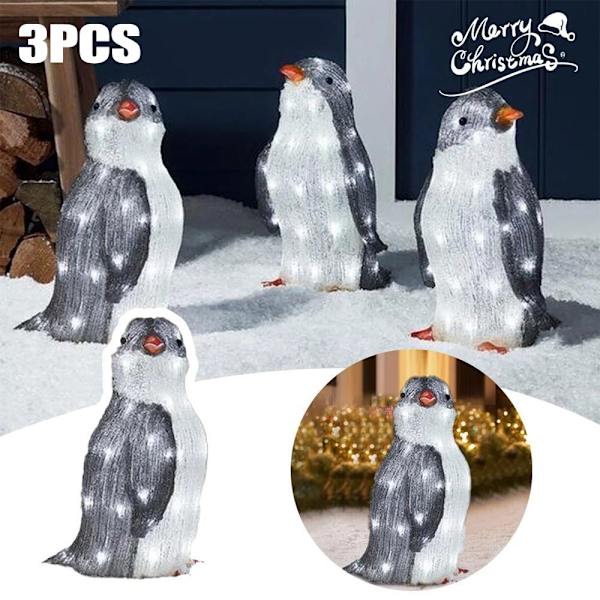 Jul Pingvin LED Ljusdekoration Inomhus Utomhus Figur Acrylic L 3pcs