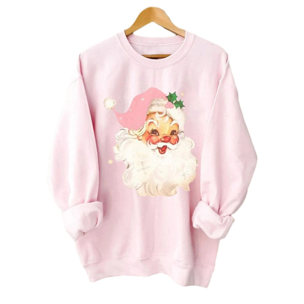 Dam Jul Tomte Tryck Julhelg Långärmad pink M