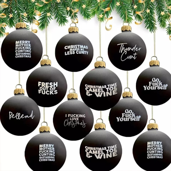 Bannekulepakke - 12 stk, 2024 Morsomme Julepynt Julekule-Ornamenter 12PCS