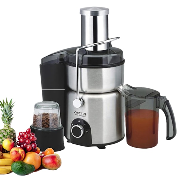 [Hurtig forsendelse] Juicer, 2-i-1 200W Juice Press Elektrisk - Juicer/Kaffekværn, Påfyldningsåbning 75 mm - To hastighedsindstillinger