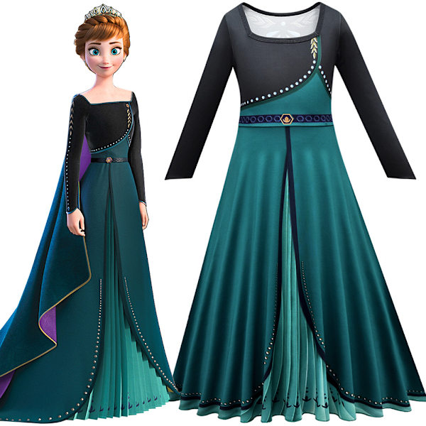 Flickor Anime Cosplay Kostym Prinsessa Anna Klänning Lång Kjol Skirt