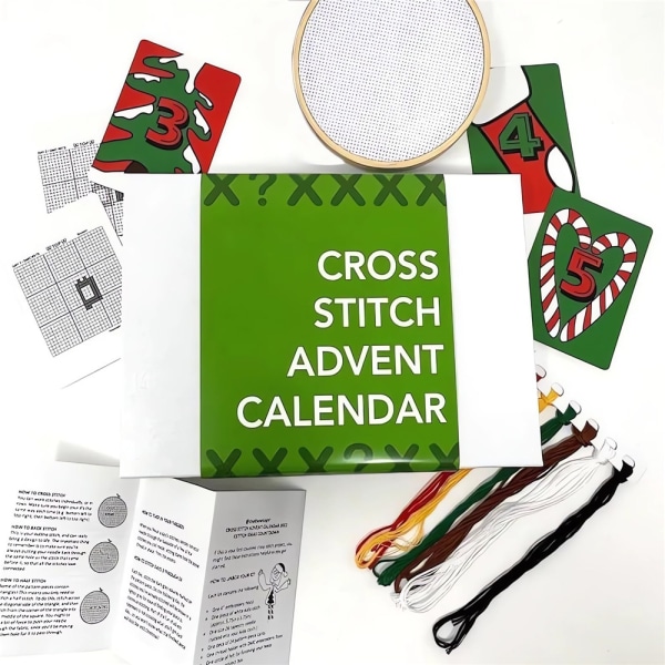 Adventskalender 2023 24 Dagar Julnedräkning Adventskalender Jul Broderi Kit green