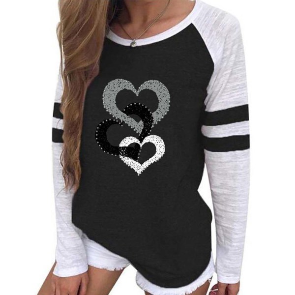 Damer Valentine Heart T-shirt Pullover Alla hjärtans dag svart Black M