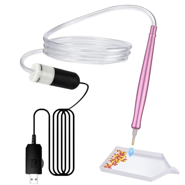 DIY Hantverk Vakuum Diamantmålningspennor Kit för Diamantkonst Tillbehör Verktyg Pink