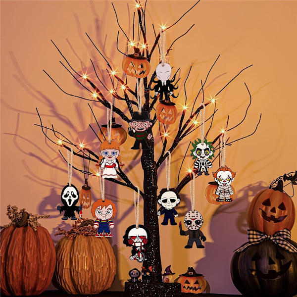 10 kpl Halloween puisia riipuksia, puun koristeita 10PCS