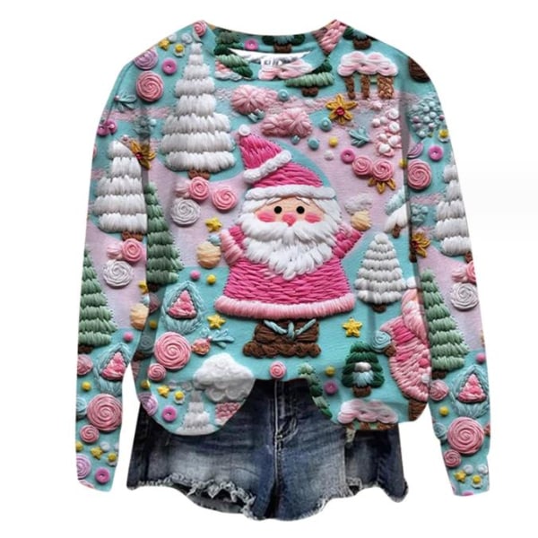 Jul-tröja för damer, mode-present, rund hals, långärmad #1 2XL