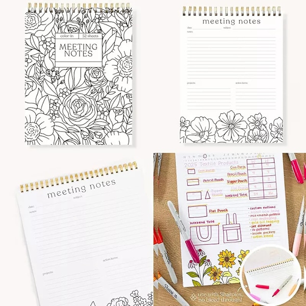 Spiralblock & Daglig Planerare med 15 Färgpennor för Kontoret Notebook + Pen