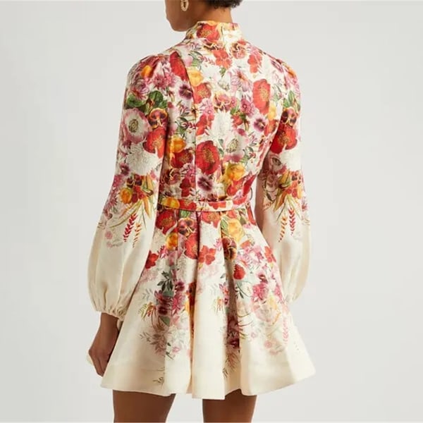 Zim Style Wonderland Blommig Linne Mini Klänning Damklänning XL