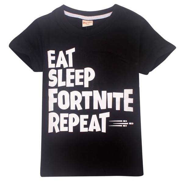 Fortnite barn T-shirt Casual kortärmad julklappar Black Letter 130 cm