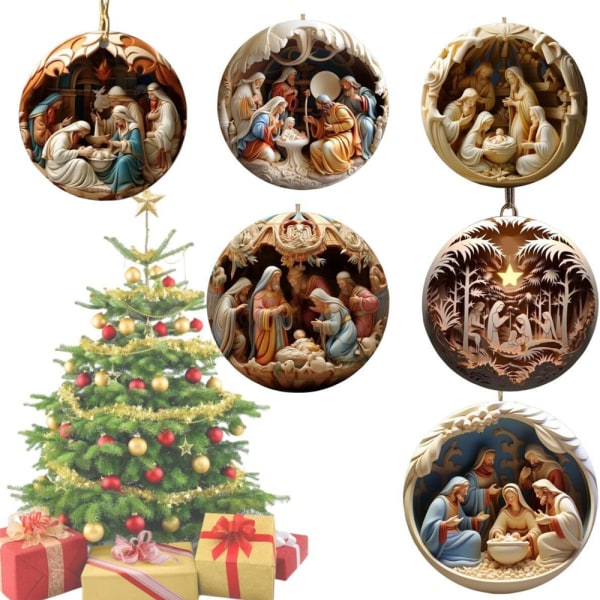 Juldekoration Xmas Tree Jesu födelse Christian Decor Gift A 8cm