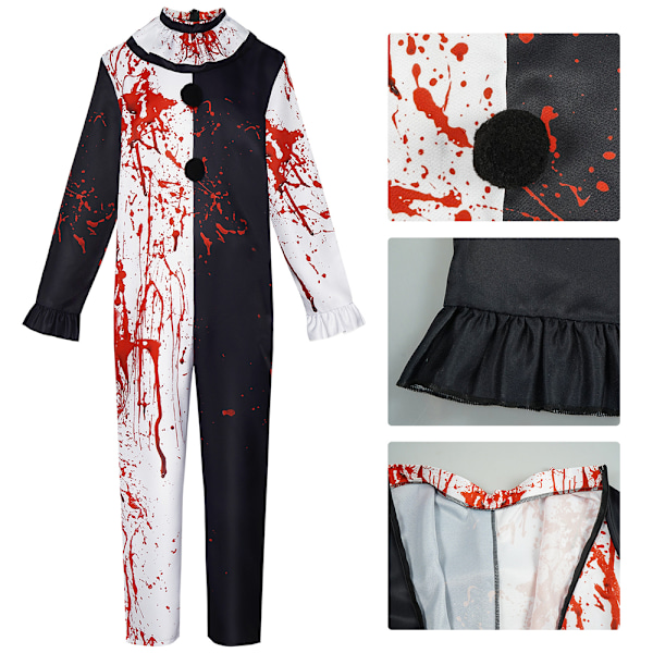 Halloween Cosplay Terrifier Blodfläckig Clown Kostym Herrar Kvinnor Jumpsuit Unisex Maskeraddräkt Men L