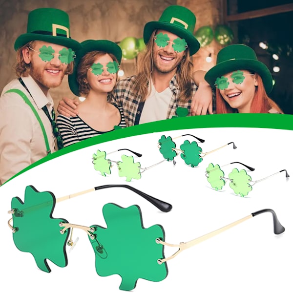 St. Patrick's Day-glasögon Gröna Lyckliga Irländska Glasögonrekvisita D