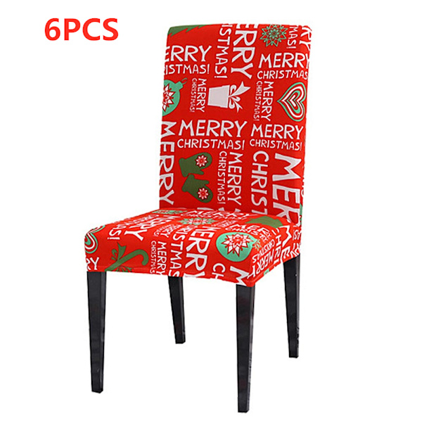 6 KPL Joulun Ruokailun Joustava Tuolinpäällinen Joulujuhlien Koristelu letter 6PCS