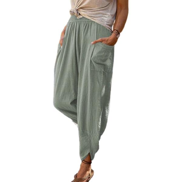Womens Plus Size Byxor Sommar Casual Loose Pants Yoga Byxor green 3XL