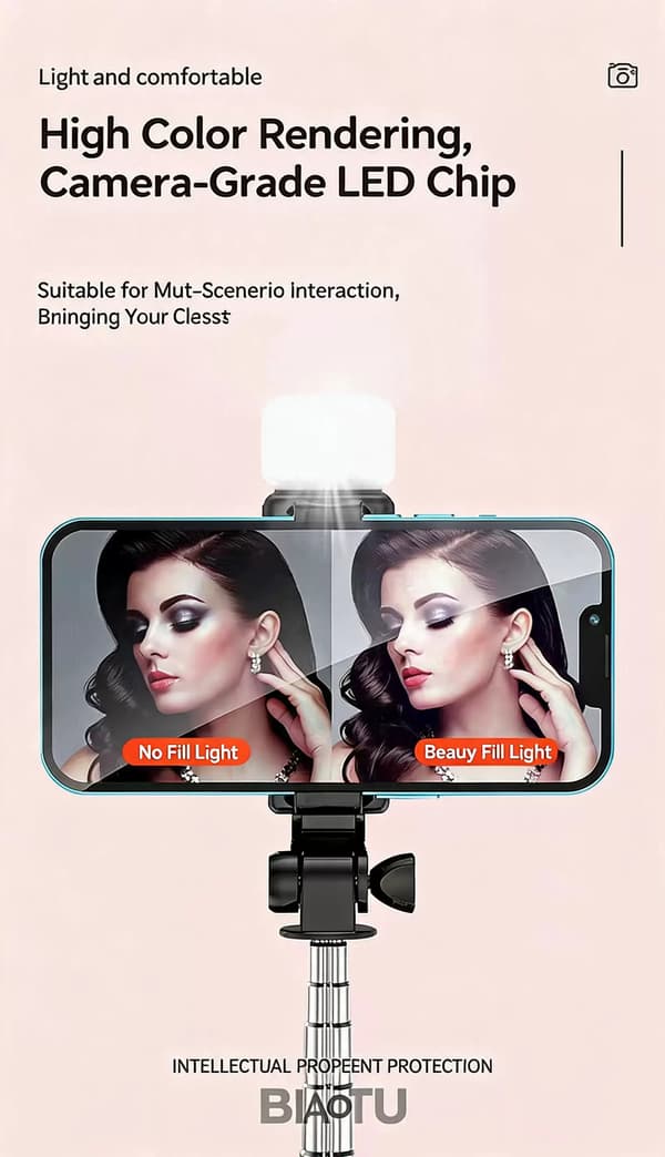 Selfiekeppi 1,7 m jatkettava Bluetooth White