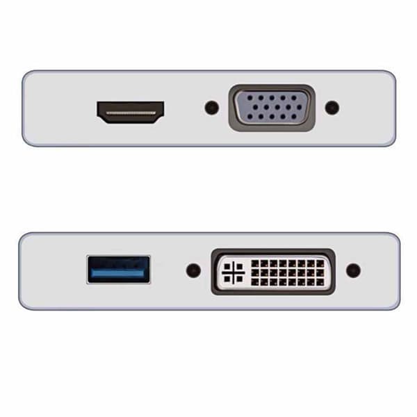 4-i-1 4K USB-C til VGA, HDMI, DVI og USB 3.0-adapter