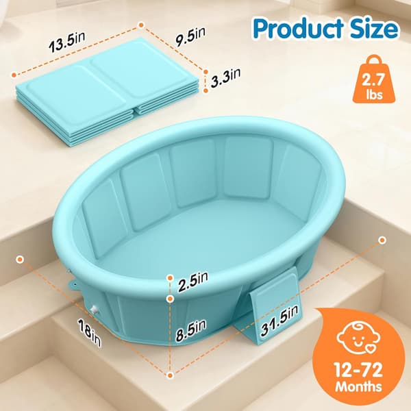 Sammenklappelig oppustelig pool 80x45x25cm, babypool til hunde Gray