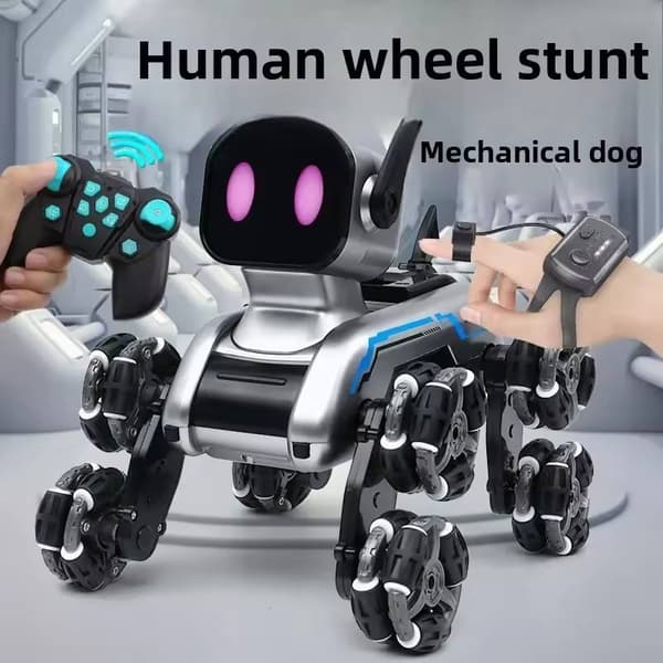 Intelligent robot hundleksak, dubbel kontroll via gamepad och klocka
