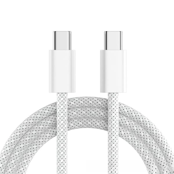 60W Type-C til Type-C opladerkabel til Apple iPhone 15/16/Samsung/Huawei 100CM White