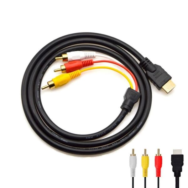 HDMI til 3RCA/AV-kabel, 1,5 meter kabel til high-definition audio/video-dekoder