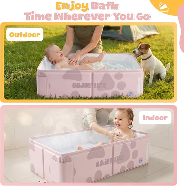 Sammenklappelig pool 76X40X21cm, babypool til hunde Pink