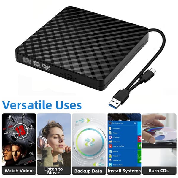 Ekstern USB optisk stasjon, DVD-opptaker, plate leser/skriver