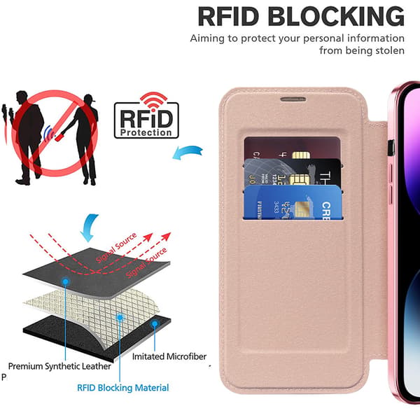 Magsafe beskyttende folioetui til iPhone 15 Pro, holdbart Pink
