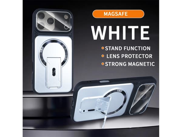 Magnetisk Flip Beskyttelsesdeksel til iPhone 18 Pro med Integrert Usynlig Stativ Silver