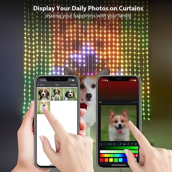 Smart Bluetooth USB RGB LED-gardinlys 400 LED'er 3x3m