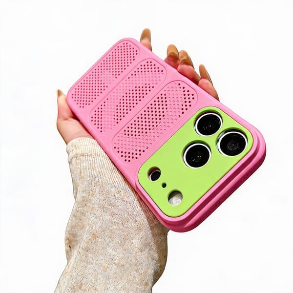 Deksler til iPhone 18 Pro Max med varmeavledende netting Green-Rose