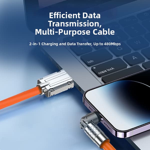 USB til Lightning-kabel, silikone og aluminium, 180º, 150 cm, til iPhone 8-14 Black