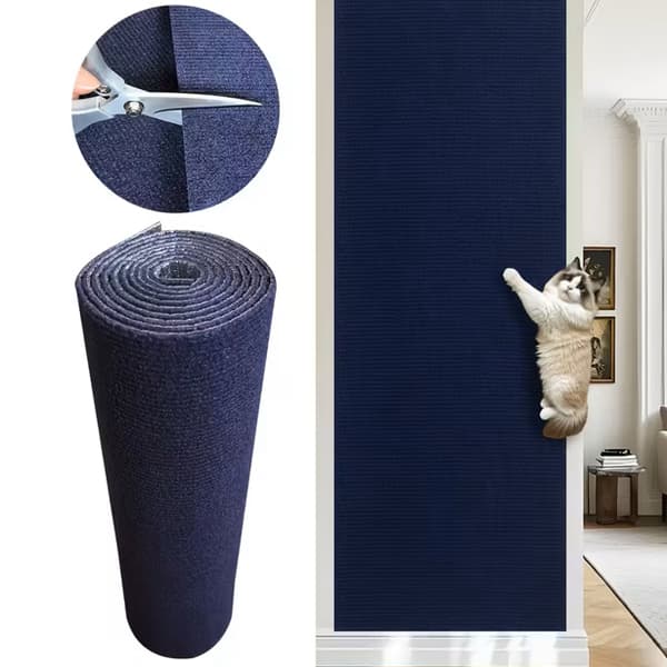 Selvklebende klorematte for katter, sofaprotektor, ruller 30x100cm, kan kuttes til vegger/hjørner/møbler Dark blue