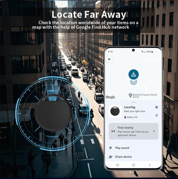 Mini Tracker - kadonnutta estävä laite Android Find Hubille White