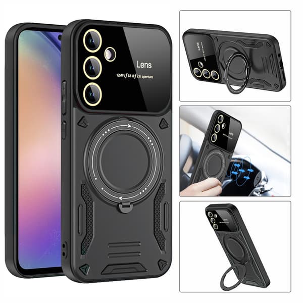 Magnetisk telefondeksel med stativ til Samsung Galaxy A57 Black