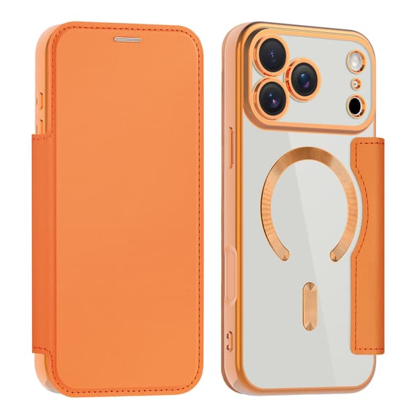 Magsafe skyddande foliofodral för iPhone 17 Pro, hållbart Orange