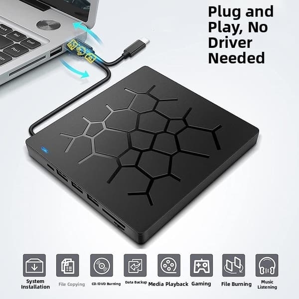 4-i-1 extern optisk enhet, DVD RW-brännare, extern USB 3.0-flashenhet