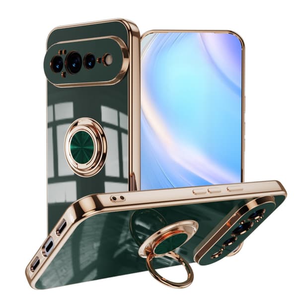Beskyttende galvaniseringsdeksel til Google Pixel 11 med ring Dark Green