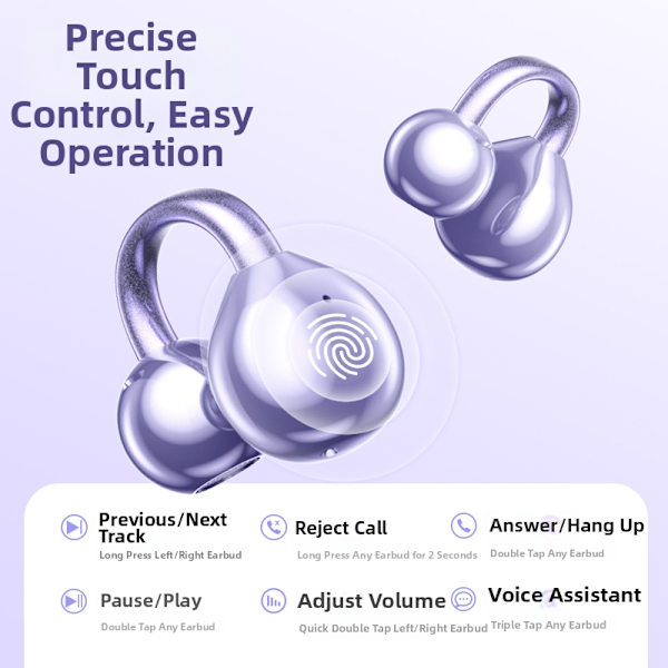 Trådlösa Bluetooth-hörlurar med språktranslator, stöder 140 språk Purple